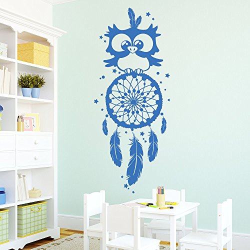 Wandtattoo Loft Wandaufkleber „Traumfänger Eule“ – angenehme Träume mit Traumfänger als Aufkleber / 49 Farben / 4 Größen / mittelgrau / 20 x 48 cm (B x H) - 4