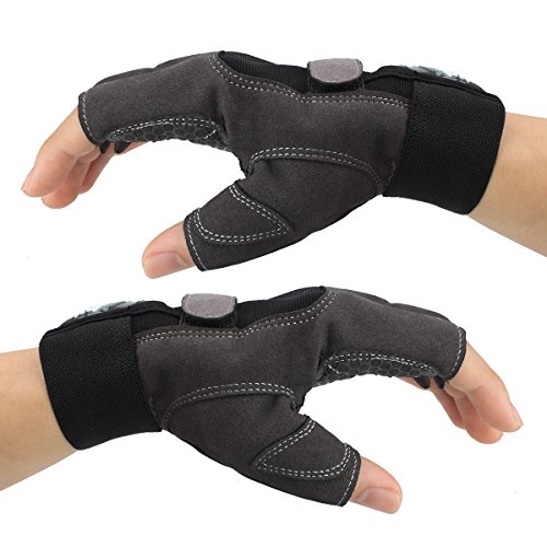 Trideer Ultraleicht Fitness Handschuhe Trainingshandschuhe mit Adjustable Handgelenkstütze für Krafttraining Gewichtheben und Bodybuilding, Fingerlos Microfiber Material und Safe Geleinlage Silica Palm Exercise Gloves für Damen Herren Frauen Manner (Grau und Schwarz) - 7