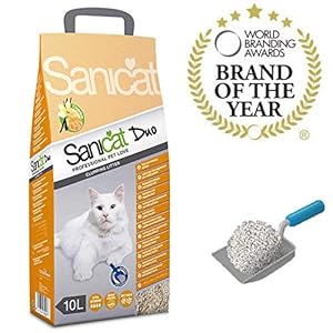 SANICAT Duo Arena Aglomerante para Gatos, Aroma a Vainilla y Mandarina – 10L