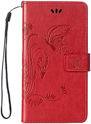 Samsung Galaxy Core Plus G350 PU Leather Flip Cover, Flat Design with Hand Strap Wallet Case for Samsung Galaxy Core Plus G350 Red (4.3 inch)
