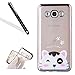 Galaxy J7 2016 Case Cover with Free Black Stylus Pen,Leeook Luxury Elegant Beautiful Cool Cute Cat Electroplate Plating Frame Crystal Soft Gel Silicone TPU Case Cover Bumper for Samsung Galaxy J7 2016