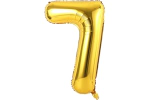Ponmoo 34 Pollici 7 Palloncini Compleanno Oro, 0 1 2 3 4 5 6 7 8 9 10 20 30 40 50 60 70 80 90 100 Palloncini Numeri, Compleanno Palloncino Decorazione Festa Numeri Età Palloncino 7 Oro