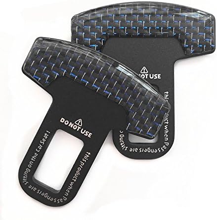 MINGPONG Universal (2 pieces) Carbon Fiber Blue Spun Car Safety Seat Belt Buckle Clip Buckle Alarm Stopper Clip Clamp Car Parts Seat Belt Buckle null Insert black for all models Accessories