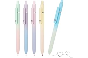 JIANTA 5 Pezzi Gel, Penne a Sfera Nero, Aesthetic 0,7mm, Retrattile Asciugatura Rapida, Punta Fine per Scuola, Ufficio, Casa (Aurora)