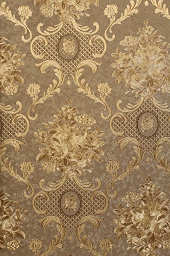 Vinyltapete Tapete Barock Retro # nougat/brau/gold # Kingwelson # 690807 - 2