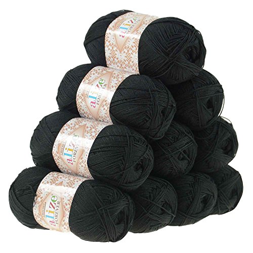 Häkel-/ Strickgarn ALIZE FOREVER 50g, #60 schwarz - 2