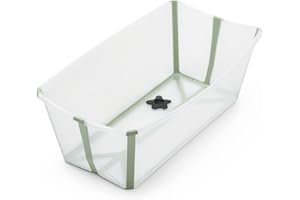 Stokke Flexi Bath, Transparent Green - Foldable Baby Bath - Lightweight, Durable & Easy to Store - Convenient to Use at Home or When Travelling - Best for Newborns & Babies