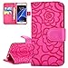 ISAKEN Samsung Galaxy S7 Edge Case,Wallet Case for Galaxy S7 Edge in Solid Color, Rose Flower Design PU Leather Magnetic Flip Wallet Case Pure Brown Cell Phone Case mobile Cover Protect Skin with Credit Card Slot Stand Stander Holder for Samsung Galaxy S7 Edge - Rose: rose red
