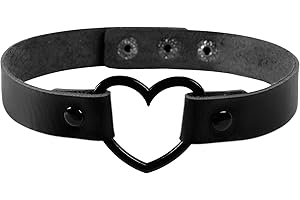 Milakoo Vintage Love Heart PU (Polyurethane) Leather Choker Necklace Goth Choker Collar for Women