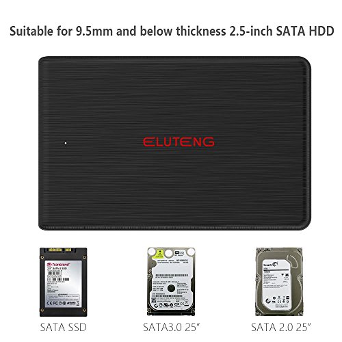 ELUTENG Externe Festplatten Gehäuse USB3.0 zu SATA3.0 Hard Disk Enclosure für 2.5 Zoll HDD / SSD Gehäuse Werkzeuglos in Schwarz - 3