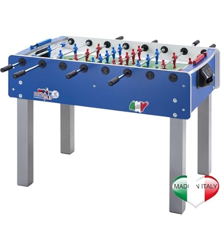 ROBERTO SPORT Biliardino Calciobalilla College Six Blu – 6 Giocatori, Senza Gettoniera, Vetro Temperato