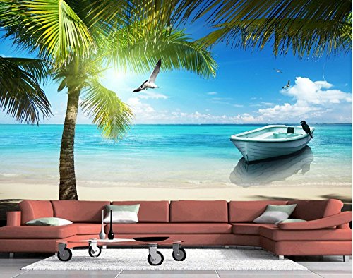 Preisvergleich Produktbild Sykdybz 3D-Individuelle Tapete Malediven Strand Meer Baum Landschaft Klassische Malerei Wallpaper Foto 3D Wallpaper-400Cmx280Cm