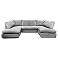SOFASELECTIONUK LTD Jumbo Cord U-Shaped Cord Sofa - Large Modular Sofa with Memory Foam Seating & Removable Cushion Covers - Seats 6-7 People - Ideal U-Shape for Living Room(Grey, Full Back)