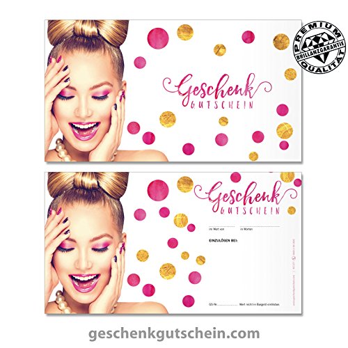 50 Stk. Geschenkgutscheine + 50 Stk. Kuverts + 50 Stk. Schleifen für Kosmetik, Beauty, Friseure, Allgemein KS1271 - 2