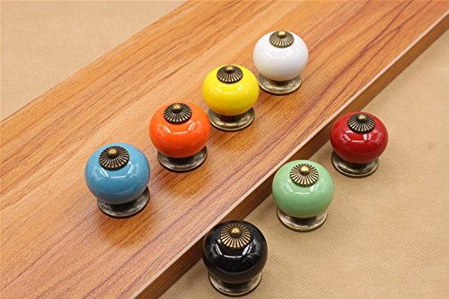 Schönes Leben* 7x Schrankgriffe Türknöpfe Schrankknöpfe Möbelknopf Möbelknöpfe Set Möbelgriff Keramik（7 Bunte Farbe dragon Ball ）