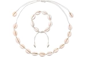 GLITZFAS Damen Natural Shell Choker Halsketten Armband Schmuck Set Boho Muschelkette