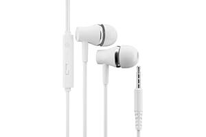 PLUX Hi-Res Extra Bass Earbuds Noise Isolating In-Ear Headphones Wired Earbuds with Microphone for iPhone, iPod, iPad, MP3, HUAWEI, Samsung, Lightweight Earphones with Volume Control 3.5mm Jack Headphones