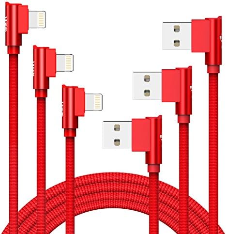 iPhone Cable,Aimus 3 Pack 0.4FT+4FT+6FT Aluminium Alloyed Lightning to USB Charging Charger Cable Lead for iPhone X, iPhone 7/7 Plus, iPhone 6/6S/6 Plus/6S Plus, iPhone 5/5S/5C/SE, iPad Mini 2 3 4 Air iPod IOS10 and More (Red)