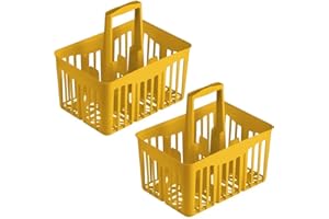 VIRSUS 2 Cestelli Portabottiglie in Plastica 8636, misura 31x22x35 cm, Porta bottiglie 6 Scomparti, con manico per trasporto, Impilabile, per uso quotidiano a casa, ufficio, gita, mare (Giallo)