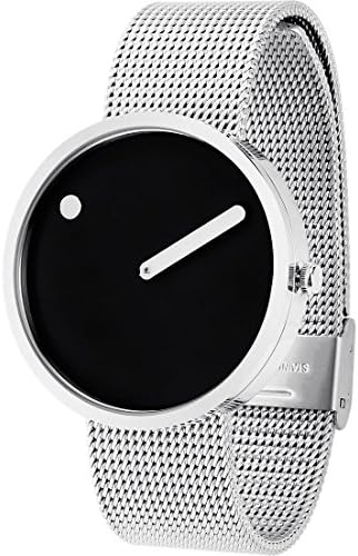 Unisex Quartz Watch, 40mm Stainless Steel case with Steel mesh Bracelet and Black dial