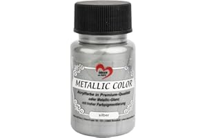 Ideen mit Herz Pintura Metalizada | pintura acrílica manualidades con brillo metálico noble y alta pigmentación de color | 50 ml (plata)