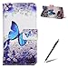 Produktbild Samsung Galaxy S6 Hülle,Feeltech Leder tasche mit (Frei Stylus Stift) Elegant Luxus Flip PU Leder Schlank Brieftasche Schutz Kasten Kartenfach Stand funktion Magnet Closure und Shockproof Karten-Schlitze Inhaber-Geld-Beutel Buch-Design for Samsung Galaxy S6 - Blauer Schmetterling