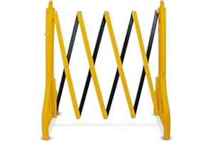 HEMMDAL Absperrgitter | ausziehbar | einklappbar | Höhe 960 mm | Breite 250 – 2.300 mm | Scherengitter aus Kunststoff | Scherensperre | Warnwirkung | Gewicht 2,6 kg | schwarz/gelb