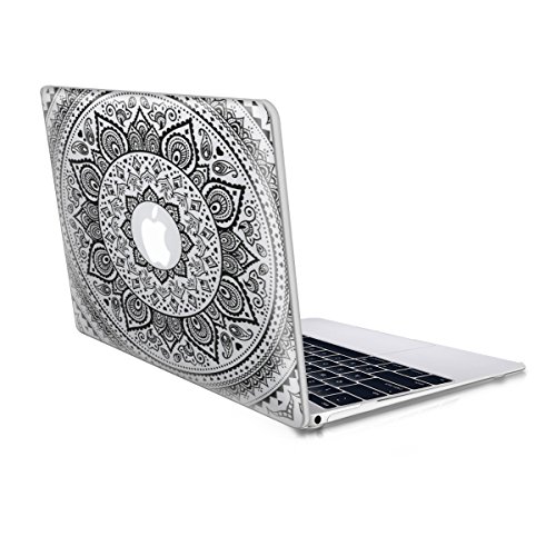 kwmobile Crystal Hülle für Apple MacBook 12" Hard Case - dünne durchsichtige transparente Schutzhülle Cover Tasche Indische Sonne Design Schwarz Transparent