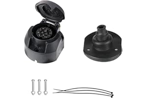BEIJISTAR Zócalo de Remolque 13 Pines con Junta de Goma, Enchufe Remolque 13 Pines Hembra, 12V Impermeable Conector de Zócalo Remolque, para Camión RV Coche Barco Caravana