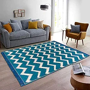 Sparrow World Attractive Chennille Living Room Carpet,Area Rug,Durries,BedCover || 3X5 FEET || (Aqua Blue)