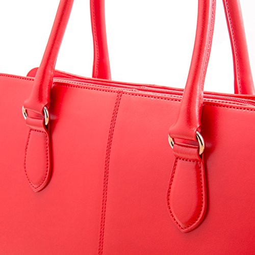 Su.B 15.6” 14” professionelle Design Damen Laptoptasche, echtes Leder – Made in Italy (Rot) - 5