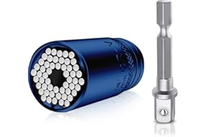 Maxesla Universal Socket Set Gifts for Men Gadgets for Men,7-19mm Multi-Function Hand Tools Repair Tools Kit, High Hardness Steel, with Power Drill Adapter,for Men/Husband/Boyfriend Blue