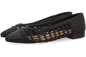 GIOSEPPO Bailarinas Negras de Piel Trenzada con Atado para Mujer sagada