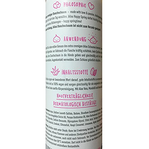 bilou Neuheiten-Set Duschschaum: Slushy Apple, Cotton Candy, Happy Spring (je 200 ml Flasche) + usy Duschschwamm - 2