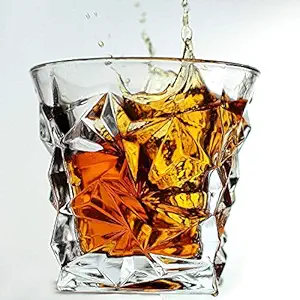 Syanka Premium Crystal Cut Design Whiskey Glass Set 6 (Barware for Scotch, Bourbon, Liquor and Cocktail Drinks, 320 ML)