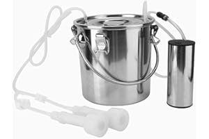 YOUTHINK Kit di Mungitura Mungitrice Elettrica Portatile a Mucca di Pecora da 5 Litri di Capra Macchina per Mungitura Elettrica per Capra da Mucca Spina Europea con 2 Tettarelle (per Capra/Mucca)(