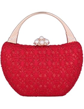 Damara® Exquiste Damen Spitze Glitzer Clutch Handtaschen Mit Schmuckstein