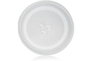 ADERTOS Plato Microondas Universal 245mm Microondas Plato Cristal Bandeja Microondas Cristal Recambio Plato Giratorio para Horno Microondas - Vidrio Resistente Antideslizante, con 3 Fijadores