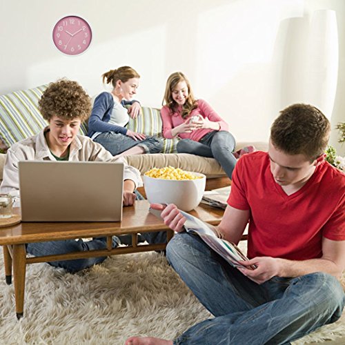 Binwo Geräuschlose Wanduhr (Pink) - 3