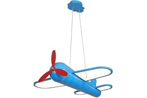 CHEIRS Stanza dei Bambini Aereo lampadario, camera dei bambini ragazzo led camera da letto lampada da soffitto, Dimmerabile, lampadario per bambini con telecomando,Blue