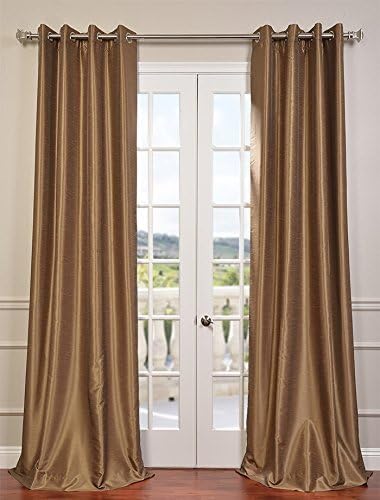 Half Price Drapes PDCH-KBS8-96-GRBO Grommet Blackout Vintage Textured Faux Dupioni Silk Curtain, Flax Gold by EFF