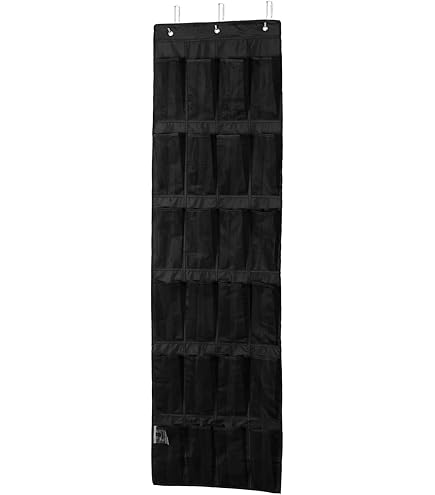 Porte-chaussures Suspendu 6 Poches – Lot De 2 – Noir – Pour Porte, Mur – Rangement Gain De Place – Tissu Non Tissé, Maille