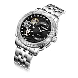 LLLS Mens Uhren wasserdicht Edelstahlsport Analog Quarz Watch Men Business Casual Chronograph Wrist Watch