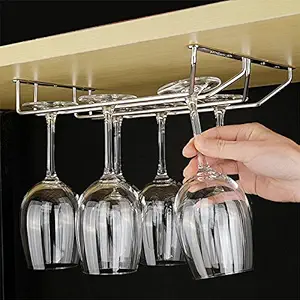 Plantex Planet Wine Glass Rack/Holder Upside Down Glass Hanging Organizer for Pubs/Kitchen / Bars (Double Line - Regular)