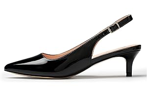 GENSHUO Niedrige Kitten Heels Damen Slingback Dressy Pumps Spitz Geschlossene Zehenpartie Knöchelriemen Elegante Hochzeitspumps Formelle Bequeme Schuhe