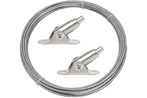 PLCatis 1 Pièce Câble en Acier pour Rideaux de 5 Mètre Fil de Suspension en Acier Inoxydable Argenté Utilisé pour les Rideaux ou Rideaux de Douche Corde à Linge ou les Photos et Décorations Suspendues
