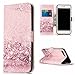 Produktbild iPhone 8 Plus Hülle,iPhone 7 Plus Hülle,iPhone 7 Plus/8 Plus PU Leder Klapphülle Lederhülle,Surakey Handyhülle iPhone 7 Plus/iPhone 8 Plus PU Leder Wallet Tasche Brieftasche Schutzhülle, Marmor Serie Malerei Muster Handys Schutz Hülle PU Leder Flip Hülle Ledertasche im Bookstyle Cover Schale Weiche Silikon Etui Karten Slot und Magnetverschluß Etui Handytasche Flip Wallet Case Kunstleder Tasche Cover für iPhone 7 Plus/iPhone 8 Plus 5,5 Zoll - Schönes Rosen Rosa Sand Blick
