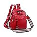 Produktbild SJMMBB Weiches Leder Tasche Dual-Use-Ranzen Rucksack Tour Bag schulmädchen Schulranzen, Rot, 32 X 26 X 11 cm