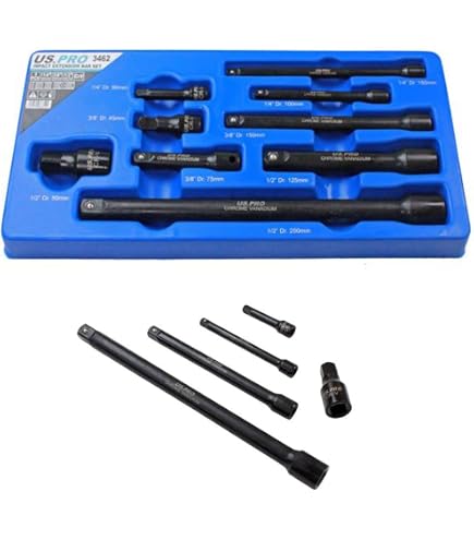 US PRO Steckschlüssel-Set 14-teilig – 1/10,2" Antrieb, 4–15 Mm, 6-kant, Auf Aufbewahrungsschiene