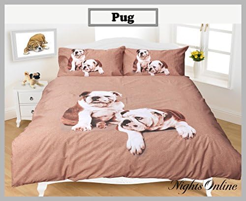3D Animal Printed Duvet Cover & Pillow Case Sets, Quality Bedding All Sizes Available (Double, Pug)